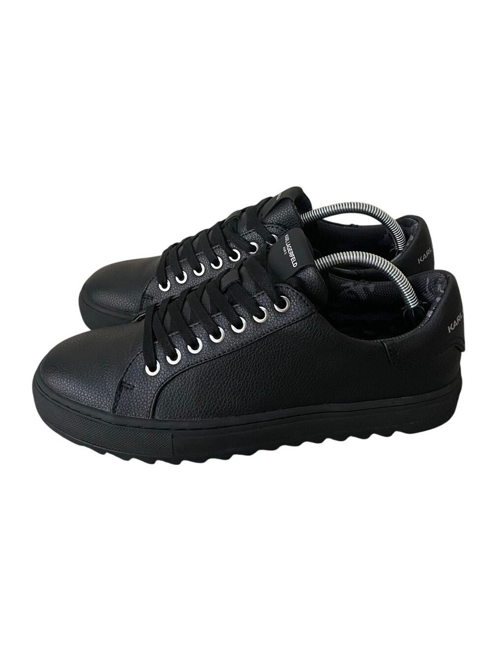 KARL LAGERFELD Paris Mens Size 9 Black Leather Sneakers